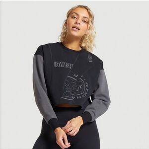 Gymshark Rewind Long Sleeve Oversized Sweatshirt Cropped Crop Top Gym Activewear